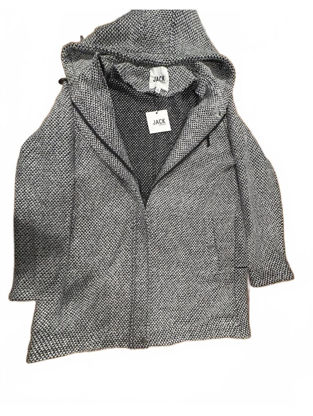 Jack by BB Dakota Hooded Knit Cardigan Sweater Size L Black and White